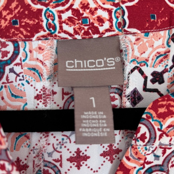 Chico’s Size 1 Tile Paisley Floral Patterned High Low Top Chicos Size Medium - Picture 3 of 12